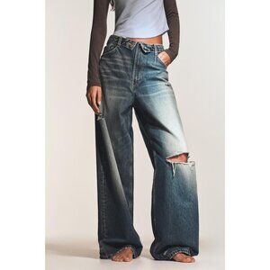 ZARA TRF MID-WAIST TURN-UP WAIST JEANS